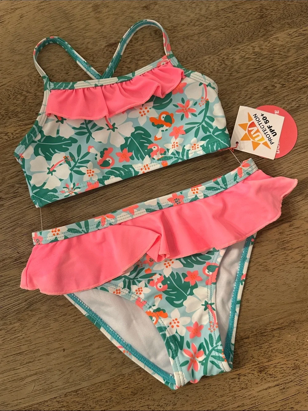 Dolphin love 2pc tropical bikini kids girls sz 2T Hawaiian print NEE w tag